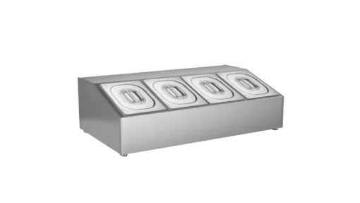 Soporte para cubetas gastronorm 1/6 100 mm con tapa de acero inoxidable