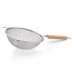 Colador de acero inoxidable con mango de madera