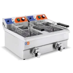 Freidora eléctrica doble con grifo de vaciado
