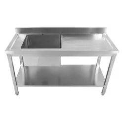 Fregadero con escurridor a la izquierda de acero inoxidable