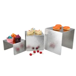 Conjunto de 3 expositores "SILVER" martelé