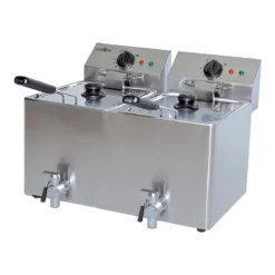 Freidora doble con grifo eléctrica - 8+8 litros